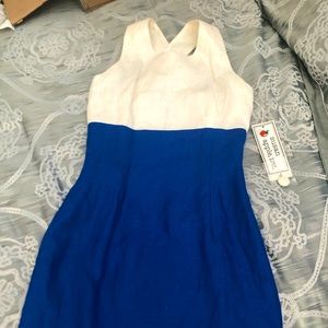 Susan Apple, Inc-Royal Blue & White Linen sundress